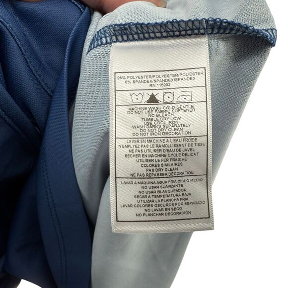 Fringe Golf Shirt Size SMALL Blue Peony Mock Neck 1/4 Zip Short Sleeve UPF 50+ - Picture 11 of 11